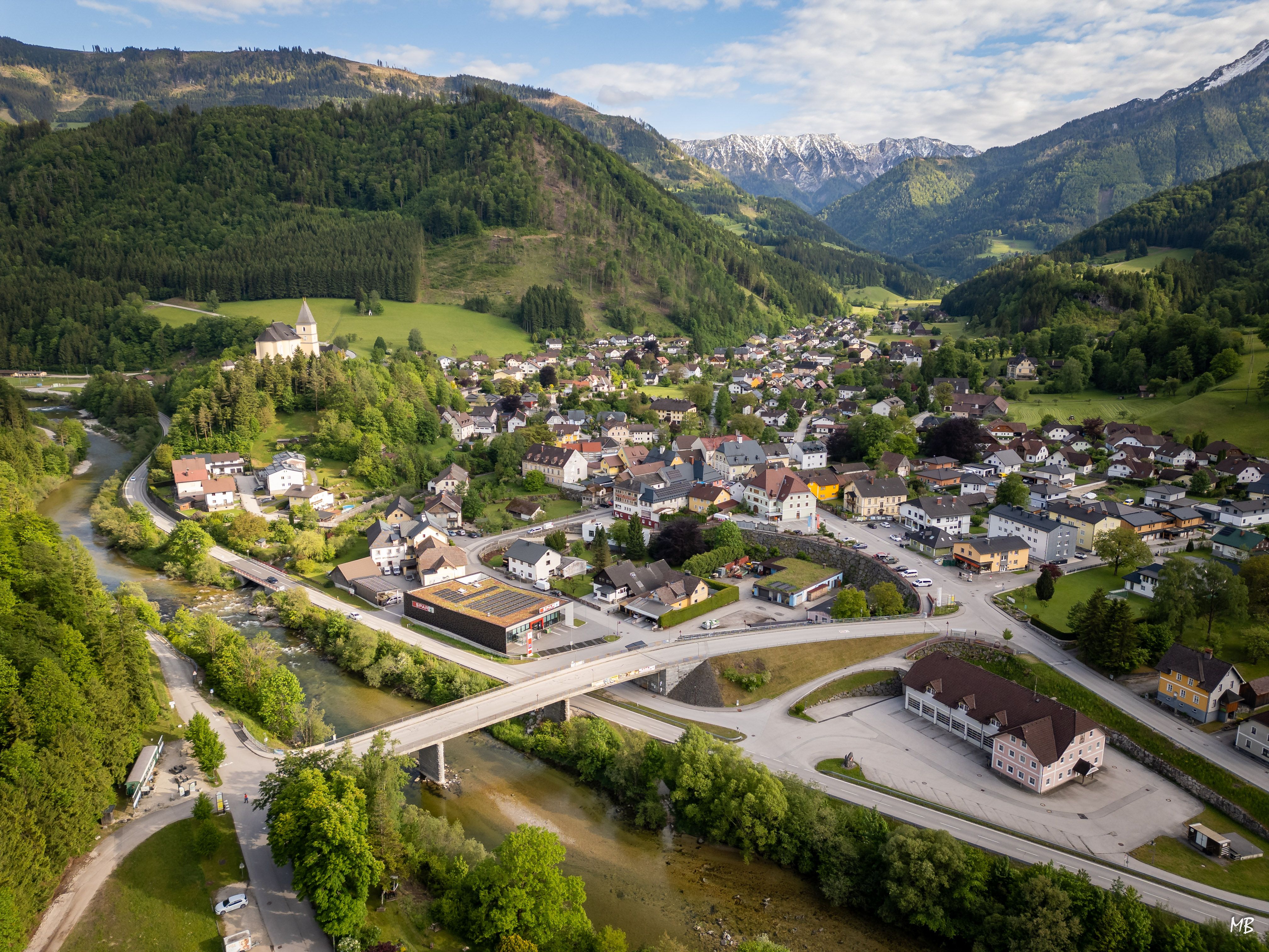 Ansicht auf das Zentrum von Hollenstein an der Ybbs